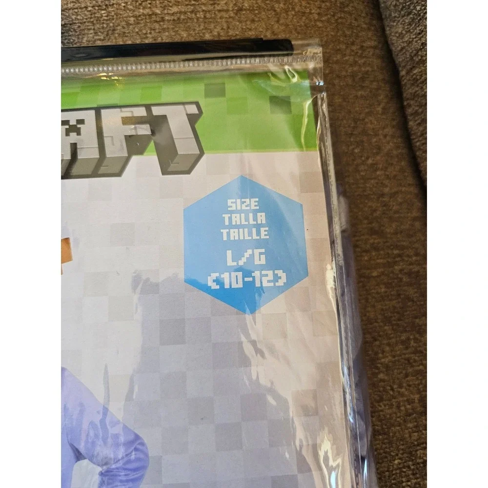 Minecraft Axolotl Child‎ Costume Hooded Jumpsuit Size L 10-12 Halloween